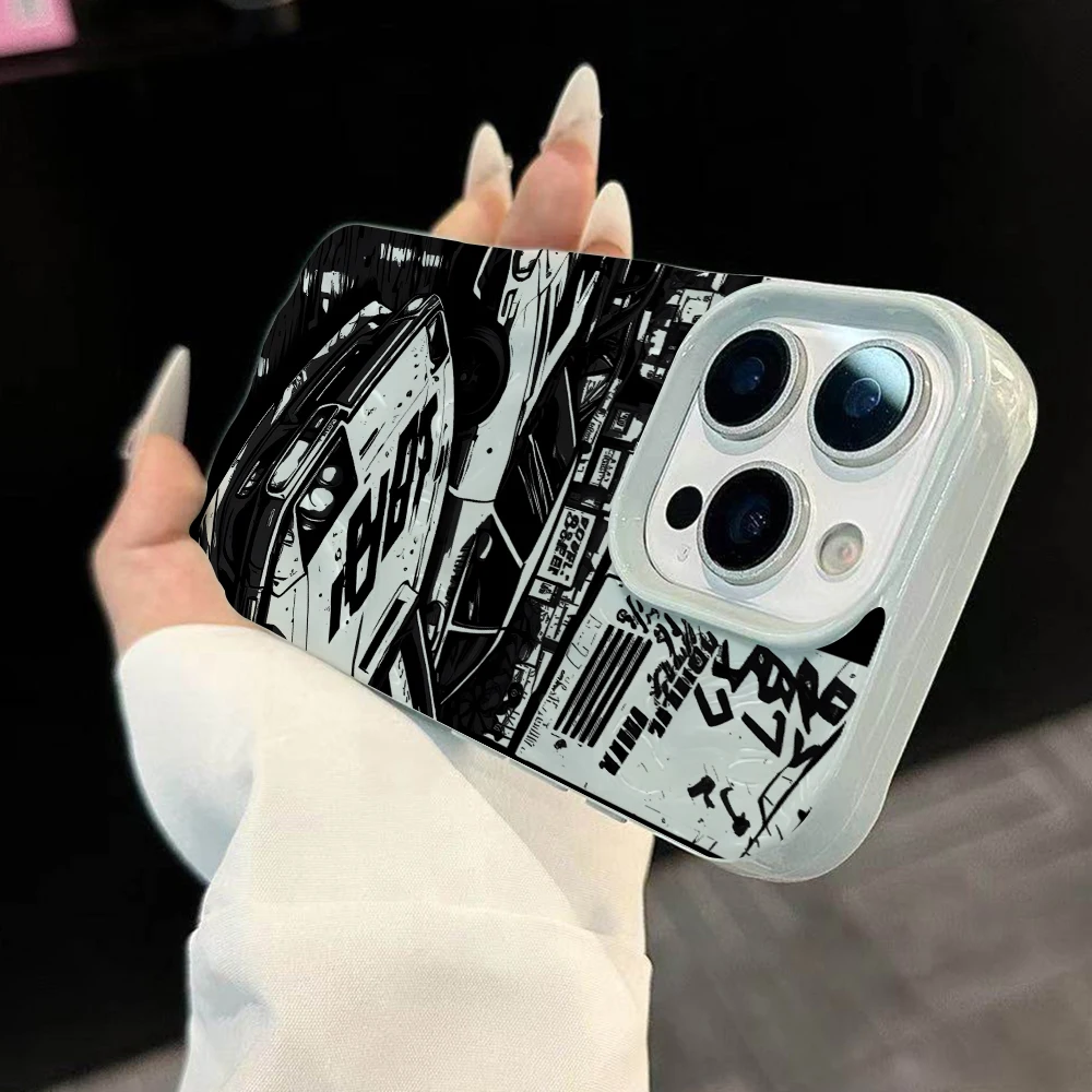 Stilvolle Handyhülle mit Straßenrennmuster für iPhone 17 16 15 14 13 12 11 Pro Max 14 Plus 17Air Falten-Wellen-Design Weiche Silikonhülle – Detail 1