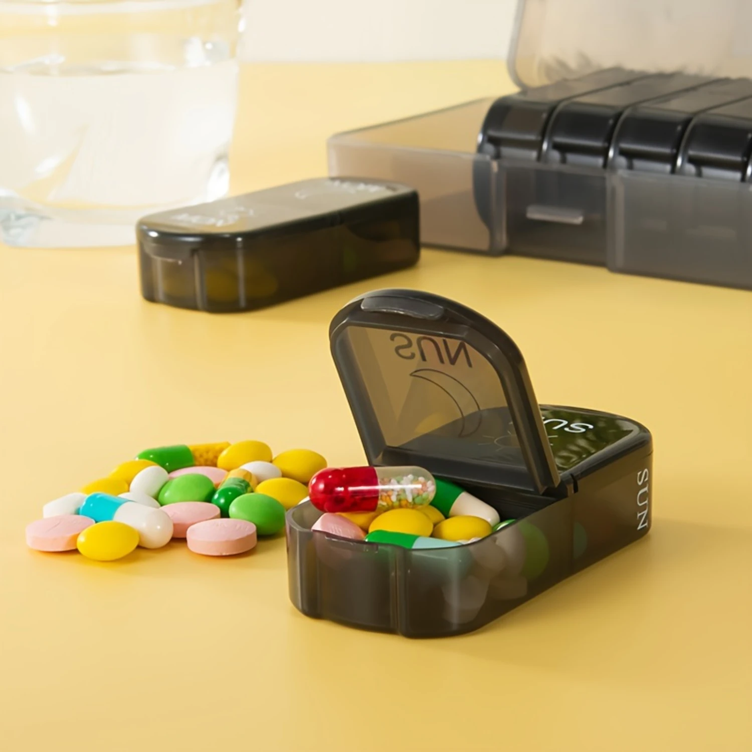 1pc Pill  Box, Weekly Pill Box, Vitamin, Fish Oil, Supplement Portable Pill Box, Pill Container  Organizer For Pocket Purse Dail