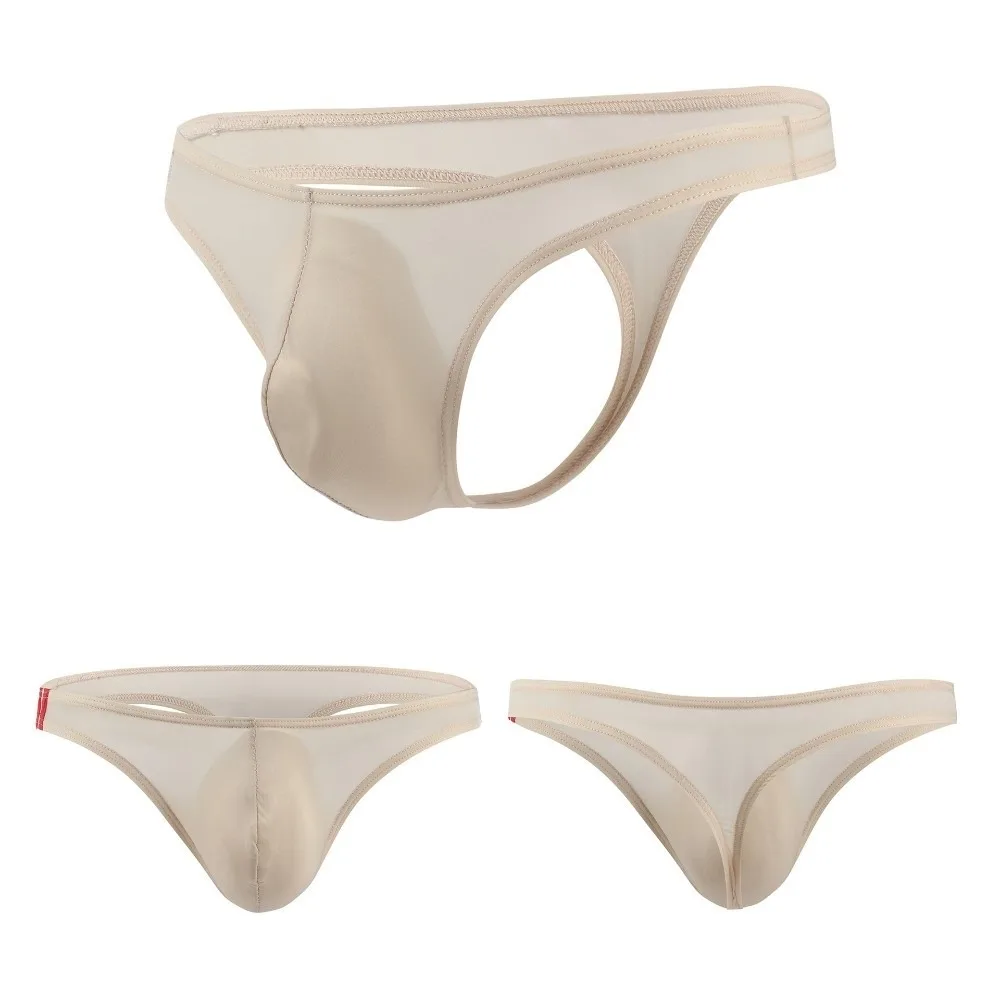 

Fashion Low Rise Men's Thong See-through U Convex Ice Silk Underpants Ultra-Thin Quick Dry Bikini Briefs Male