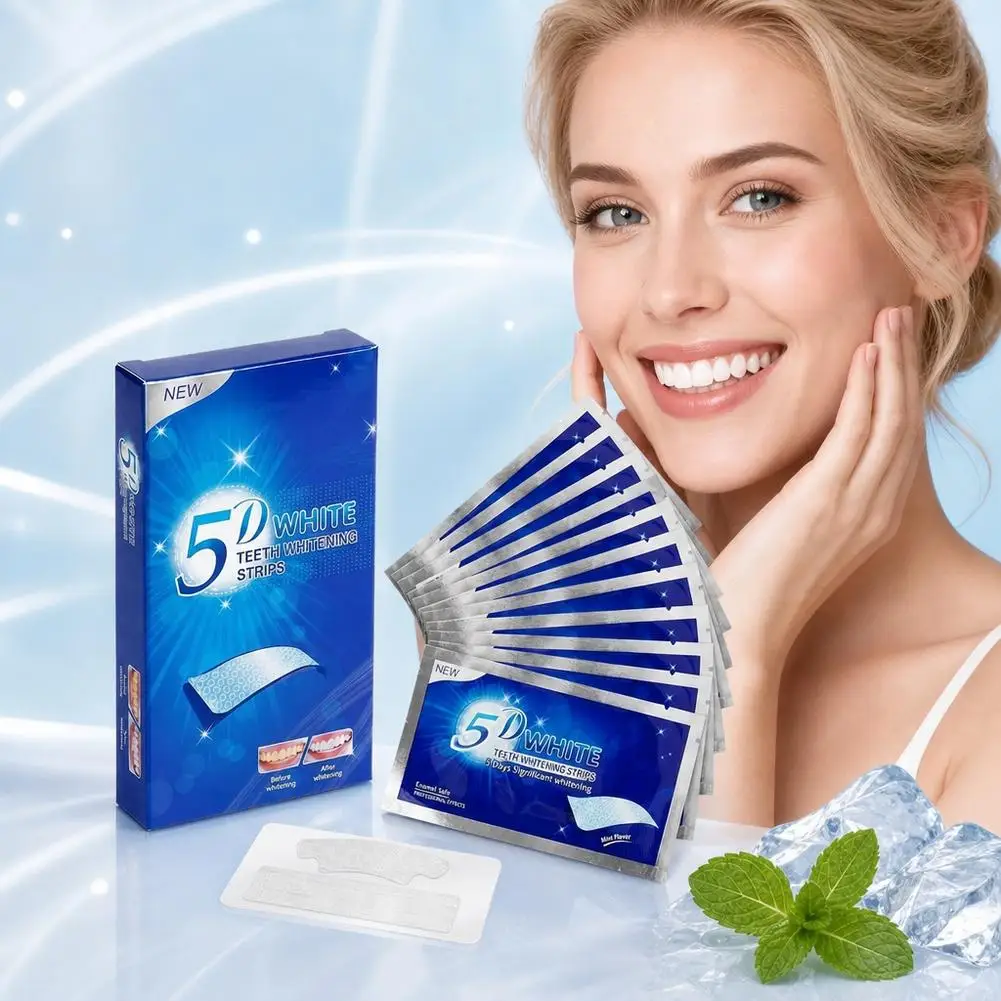 5D Teeth Whitening Strips Soft Comfortable Wear Professional Yellow Removal Teeth Patch 3 Days Significant Whitening Oral Strips