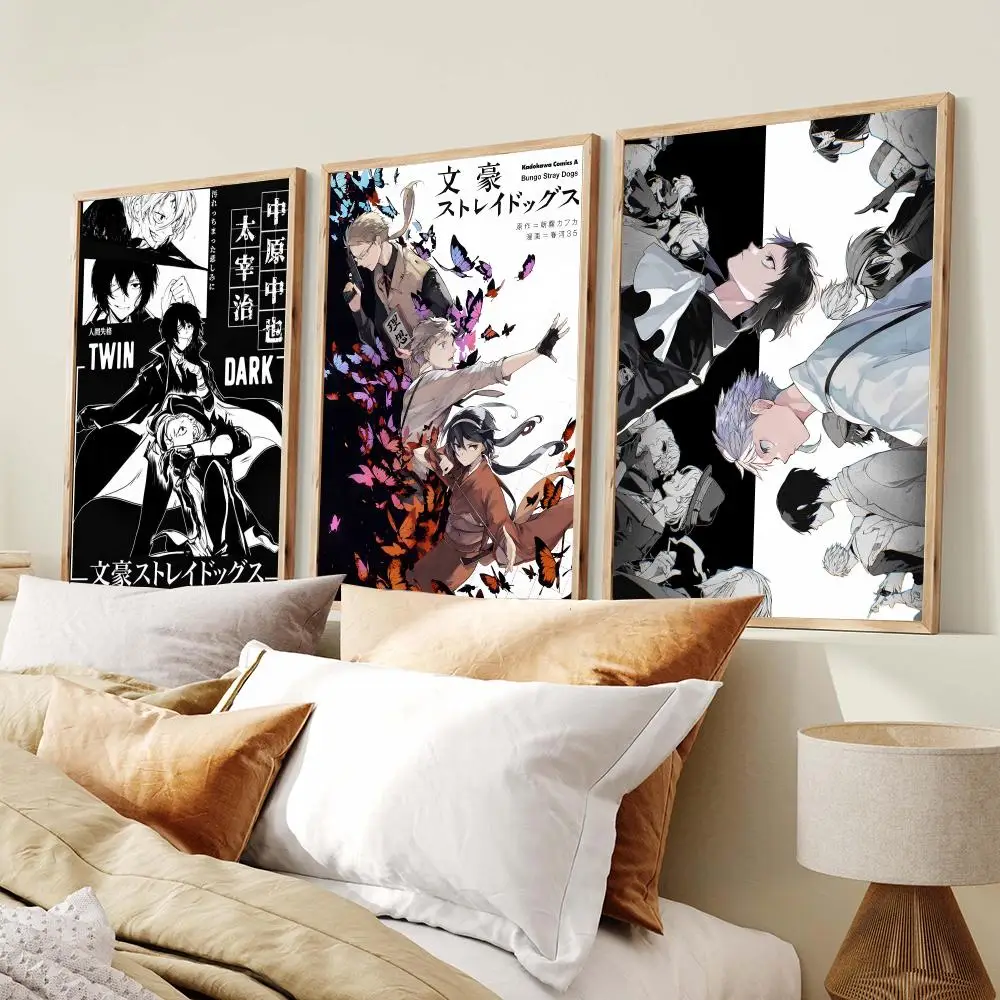 Anime B-Bungo S-Stray Dogs Poster Modern Minimalist Wall Art Prints Poster Home Decor Interior Bedroom Living Room