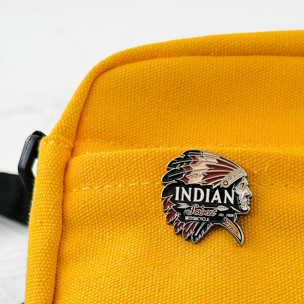Retro Amerikanische Motorrad-Emaille-Anstecknadeln, Metall-Schlüsselanhänger, Abzeichen, Vintage Biker Chief Head Reversnadel, Scout Motorrad-Schlüsselring, Schmuck – Detail 23