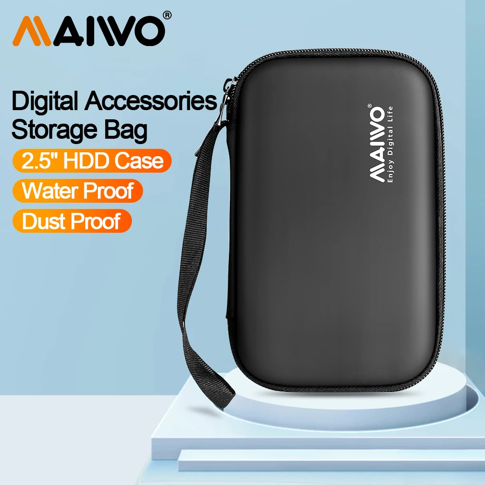 MAIWO 2.5 Inch Hard Disk PU Portable HDD Storage Protection Bag for External Hard Drive/Earphone/Data Line HDD Case Storage Box