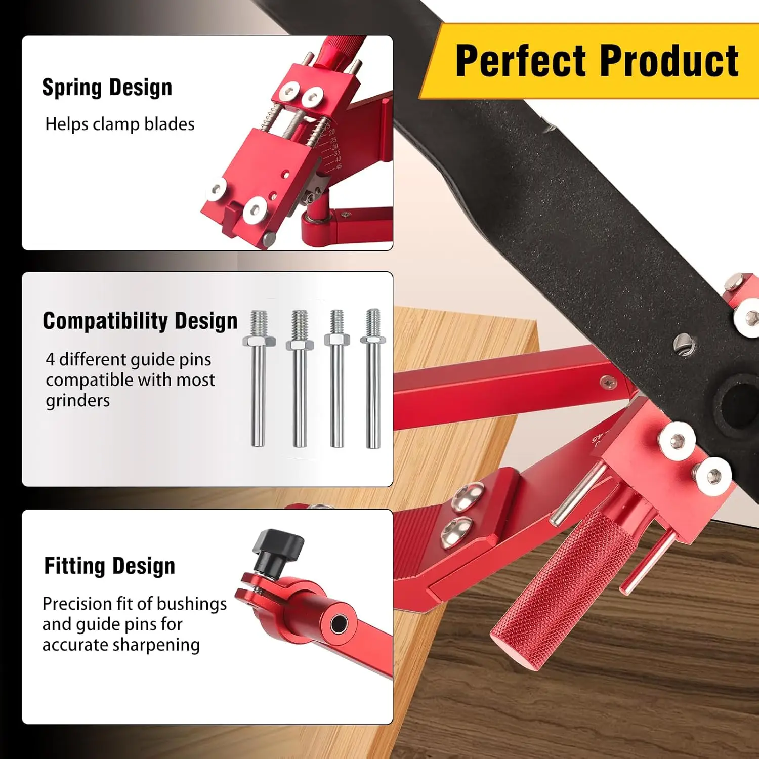 

Lawn Mower Blade Sharpener - Updated Ball Bearing Manufacturing Handle, Suitable for Right and Left Hand Blades
