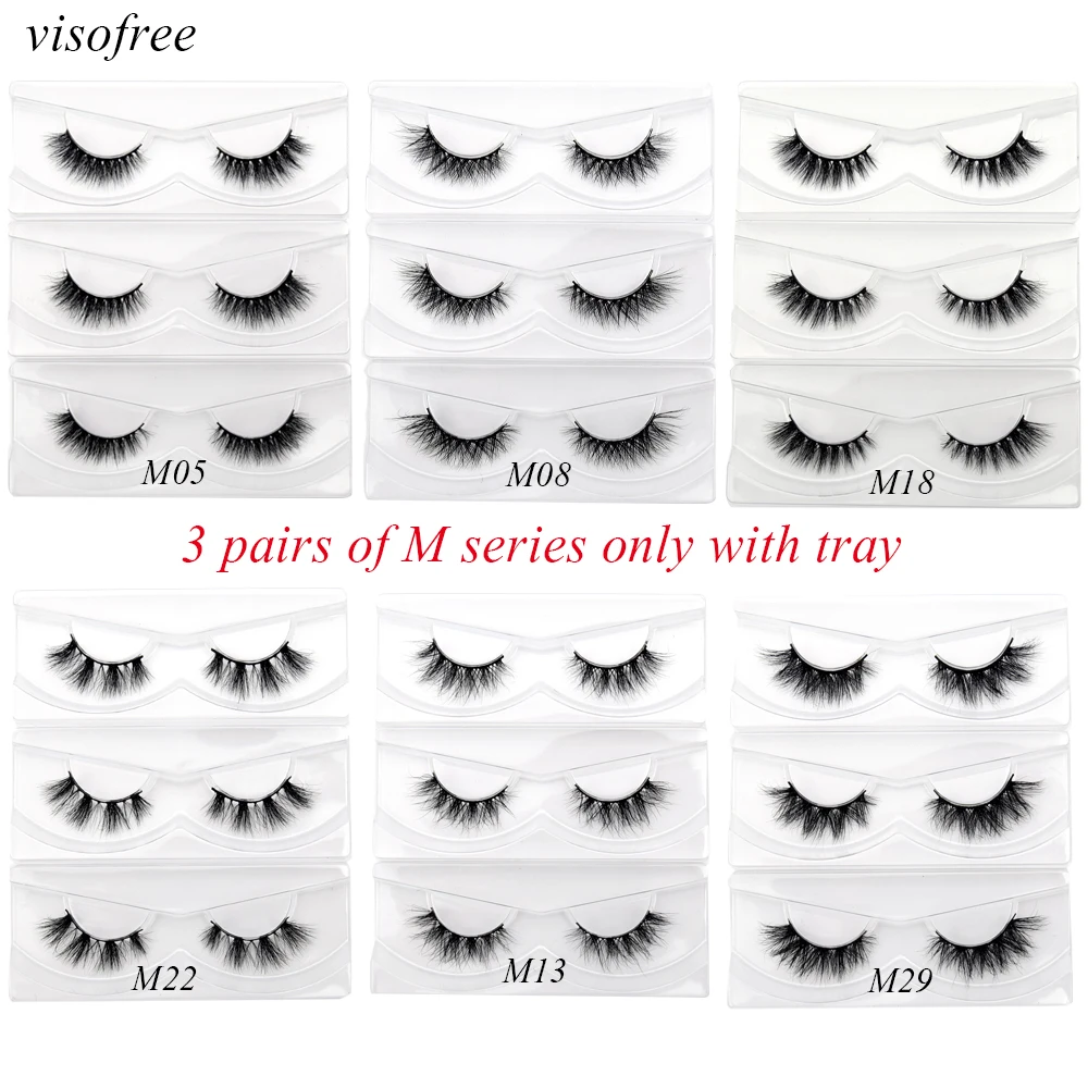 3 Pairs 3D Mink Eyelashes Make Up Natural Long False Cils Handmade Eyelashes Extension Crisscross Fake Eyelashes With Tray Mink