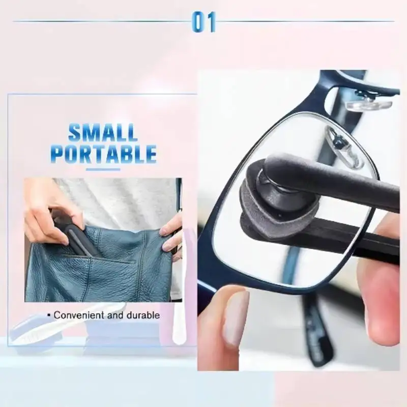 Home mini Eyeglasses cleaning wipe double-sided brush multi-function microfiber glasses cleaner glasses cleaning tools