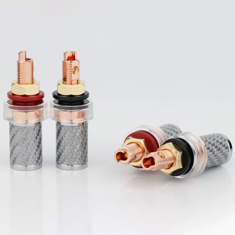 Preffair White Carbon Fiber Binding Posts High Speaker Connectors Binding Post Terminal