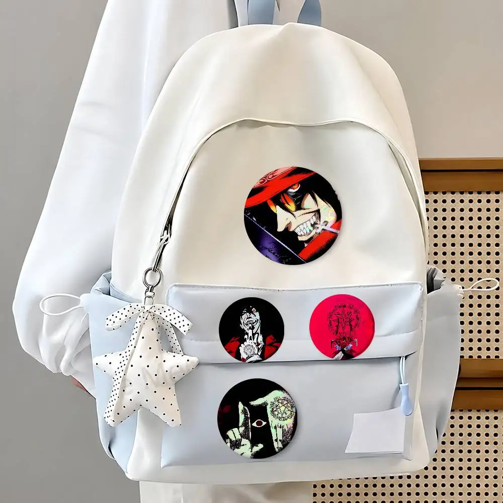 A-nime H-Hells-ing Round Button Badge Pin Set Anime Cartoon Game Music Cool Fashion Brooch For Backpack Clothes Hat