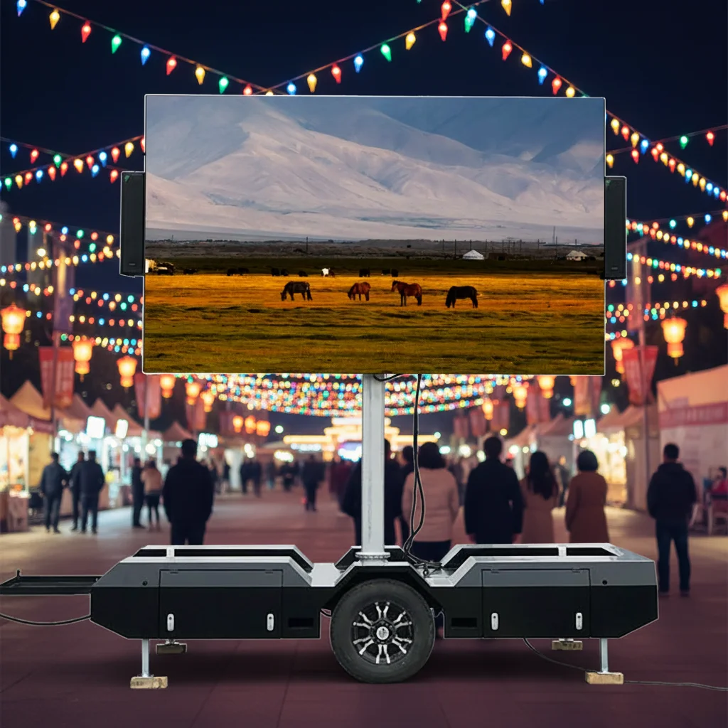 Mobile Foldable LED Screen Trailer Outdoor Advertising Display Waterproof Mobile LED Digital Signage