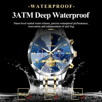 POEDAGAR Luxury Men Watch Top Original Waterproof Luminous Chronograph Man Wristwatch Stainless Steel Quartz Men's Watches Reloj 3