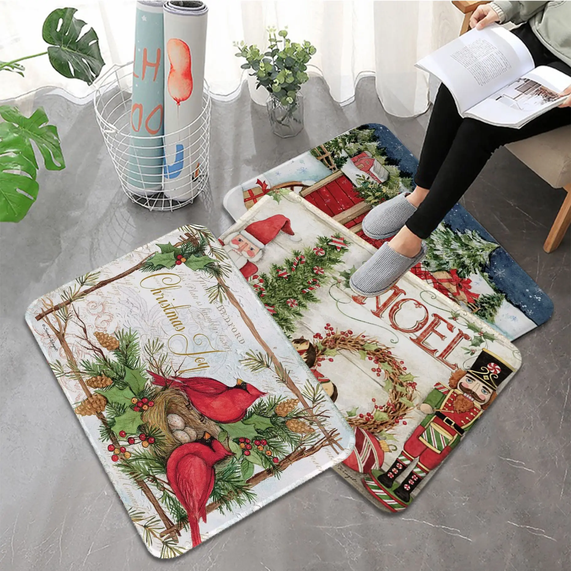 Christmas church dolls Entrance door mat Cheaper Anti-slip Modern Area Rugs Living Room Balcony Bathroom Printed Carpet Doormat