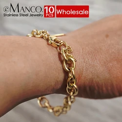 eManco 10CS Punk Stainless Steel Chain Bracelet Handmade Chain Fashion Jewelry Women Gift Wedding Bracelet Birthday Party