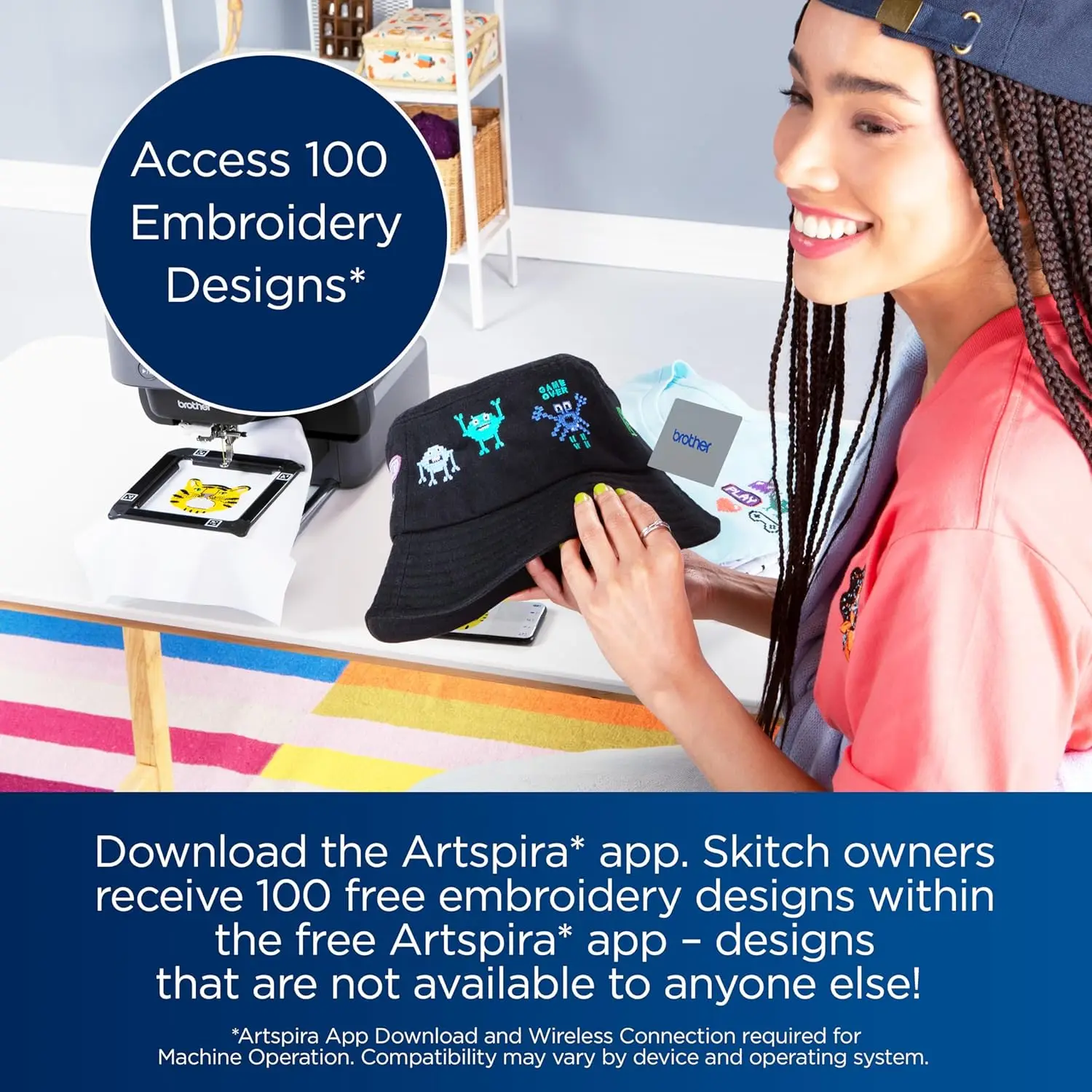 Embroidery Machine, Powered by Artspira, 4” x 4” Embroidery Area, Bluetooth Connected