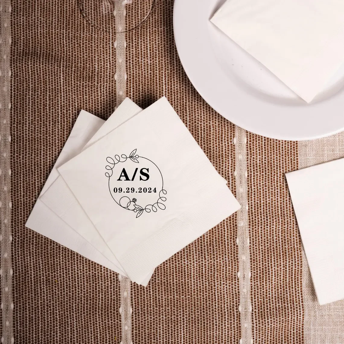 50pcs Personalized napkins,Custom Wedding Cocktail Napkins, Wedding Anniversary Engagement Printed Custom Monogram