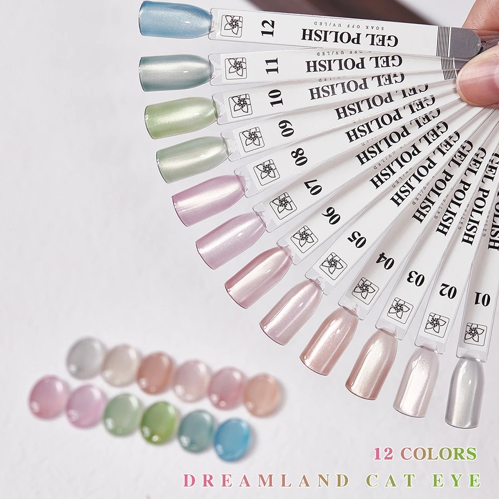 Vendeeni 12 Farben/Set Dreamland Kristall-Katzenaugen-Gel-Nagellack Jelly Magnetischer UV-Soak-Off-Gel-Lack Katzenaugen-Gel mit Display – Detail 8