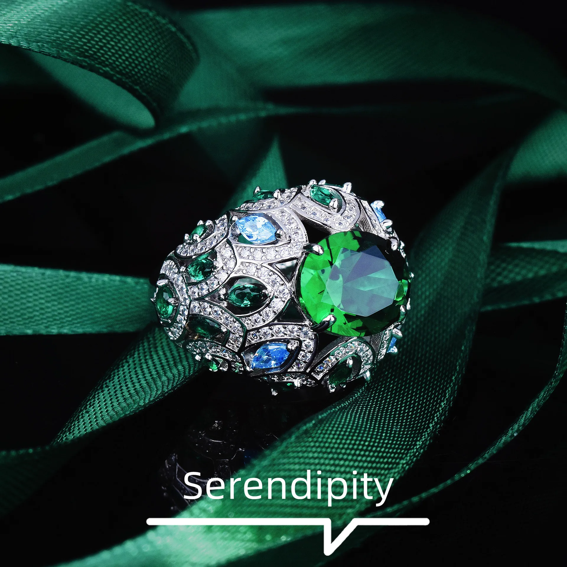 S925 Silver Ring Luxury Micro Pave Full Diamond Open Colorful Gem Ring Exquisite Elegant Jewelry Gift For Women Daily Party Wear