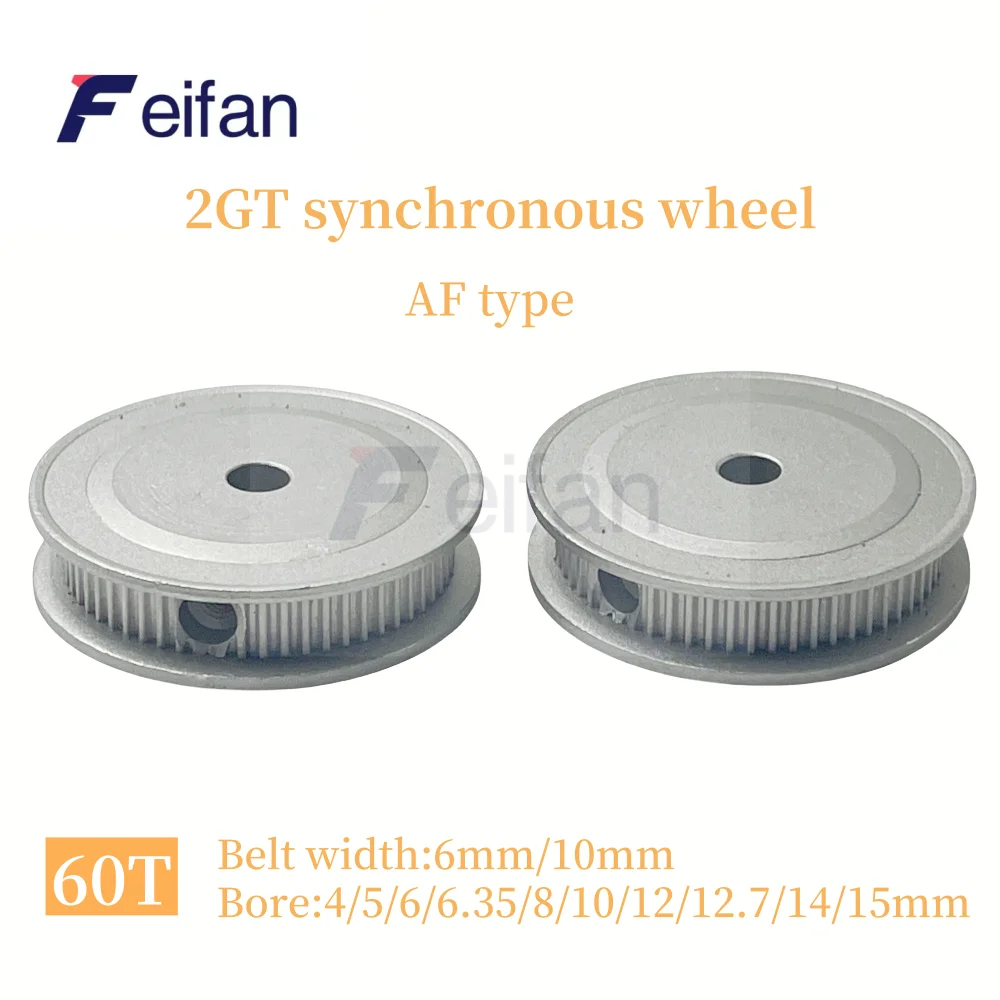 

2GT AF type Timing Belt 3D Printing GT2/2GT 60T Timing Belt Pulley Aperture 4 /5 /6 /6.35/8/10/12/12.7/14/15mm Belt Width 6/10mm