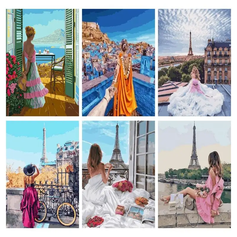 

CHENISTORY DIY Pictures By Number Kits Girl Painting By Numbers Drawing On Canvas Hand Painted Figure Home Decoration