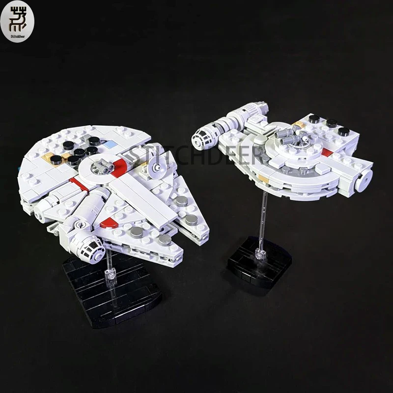 Light Cargo Ship MOC Millennium Falcon & Outrider 2.0 Micro Scale Building Blocks Spacecraft DIY Assemble Toy Brick Holiday Gift