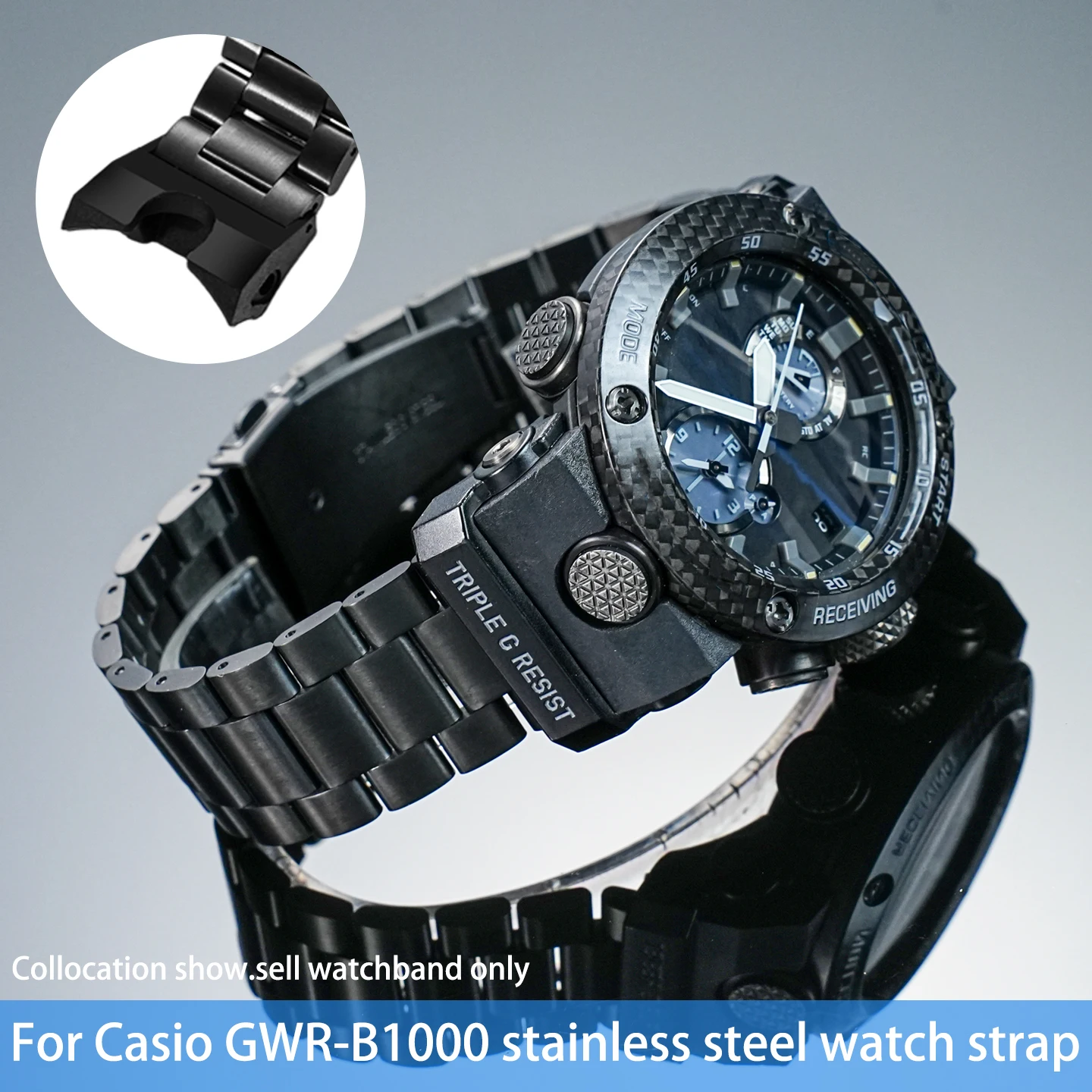 ل كاسيو الهواء المسيطر GWR-B1000 GWRB1000 О Б1000 تعديل عالية الجودة الفولاذ المقاوم للصدأ حزام الرجال المعادن حزام (استيك) ساعة سوار