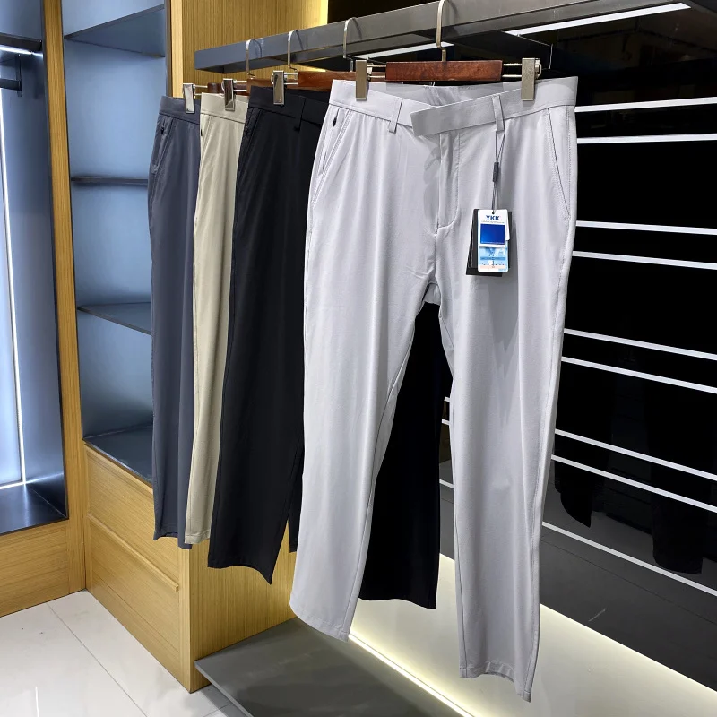 

Italian Luxury 3D Tailored Men's Casual Pants Qui Dry Fabric Summer High End Straight Leg Zipper Fly Comfortable Breathable
