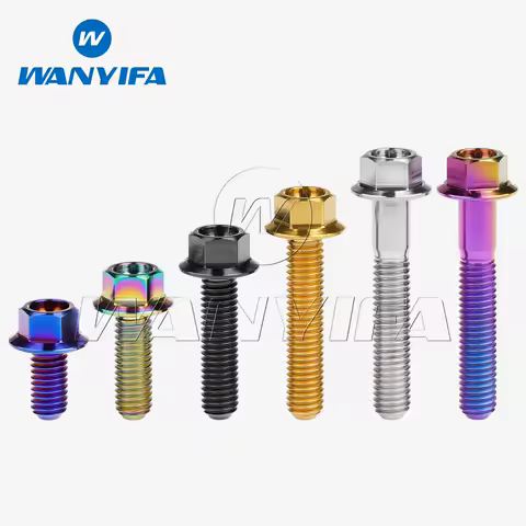 Wanyifa Titanium bolts M4/M5x6/8/10/12/15/20/25/30mm Flange Hex Small Head Screws for Bicycle Motorcycle