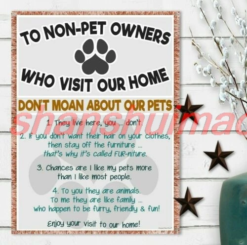 Pet Owners Metal Sign. Wall Plaque Dog Cat Lover Christmas Gift Idea Fun Present kk