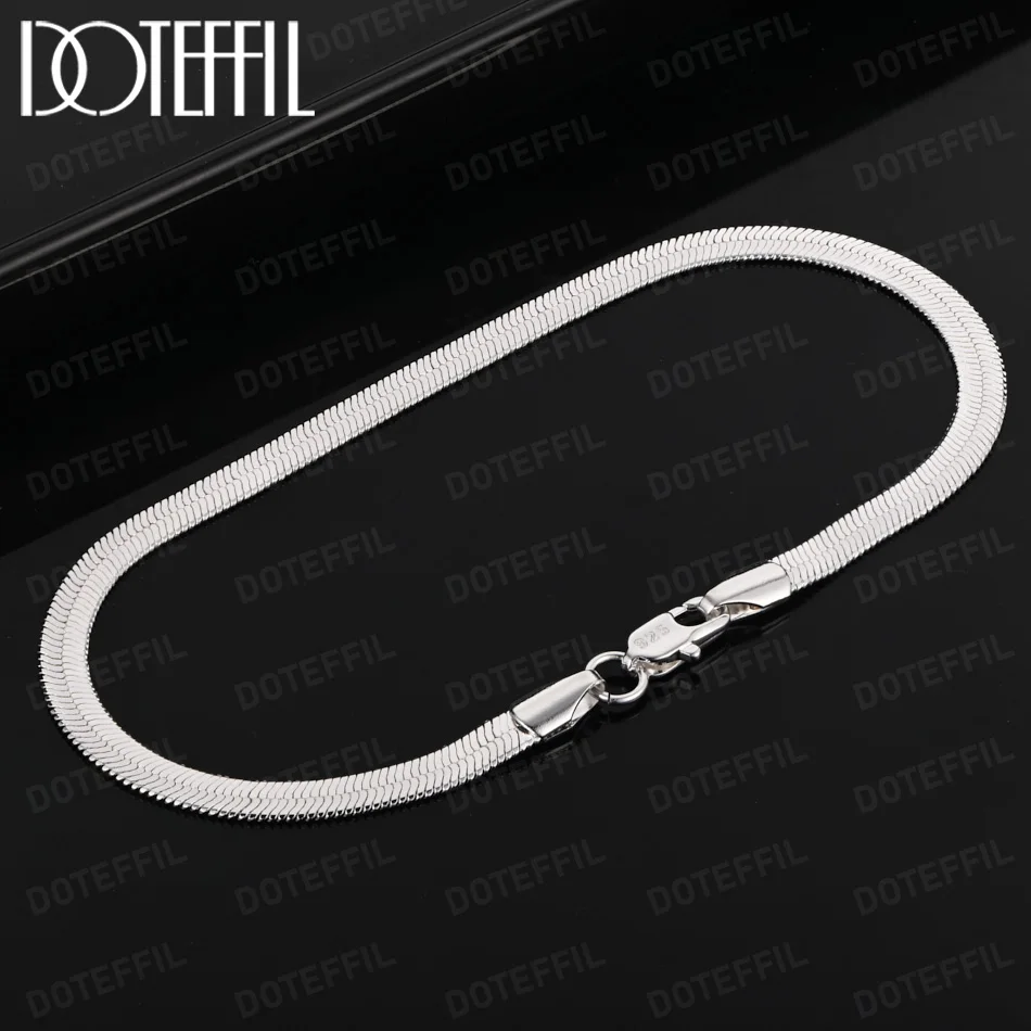 

DOTEFFIL 4MM Snake Chain Bracelet 925 Sterling Silver For Woman Men Charm Gift Party Wedding Engagement Fashion Jewelry