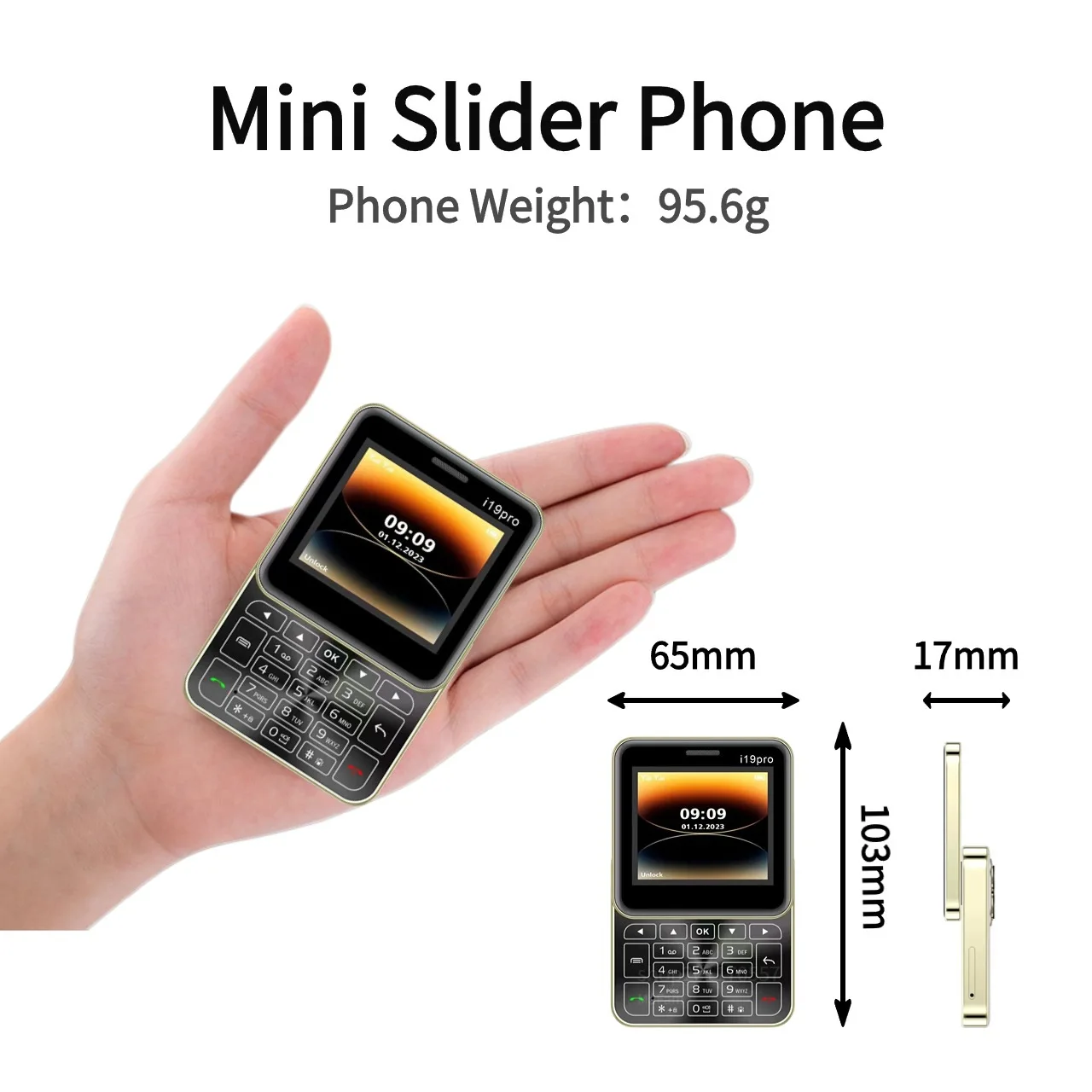 2024 New Slide Button Mini Mobile phone i19 Pro Square 2.4inch Dual SIM 2G GSM Bluetooth FM Camera Unlocked Small Cell Phone