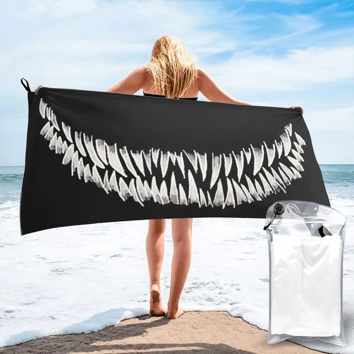 Toalla de playa Monster Teeth IV, toallas rápidas absorbentes de secado rápido de microfibra suave para nadar