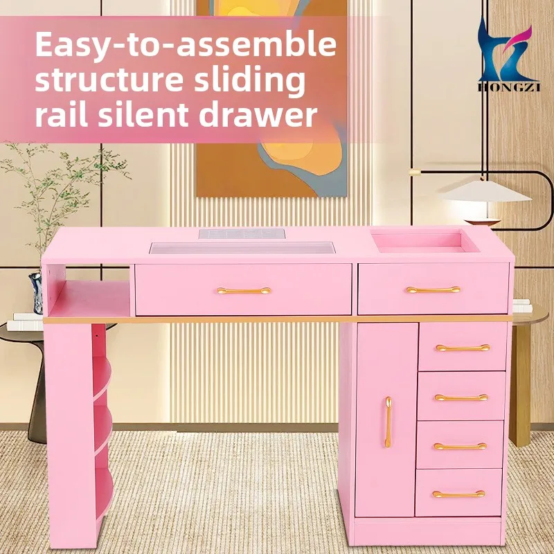 Table de manucure Lhh facile à assembler, table de manucure à compartiment ouvert avec aspirateur