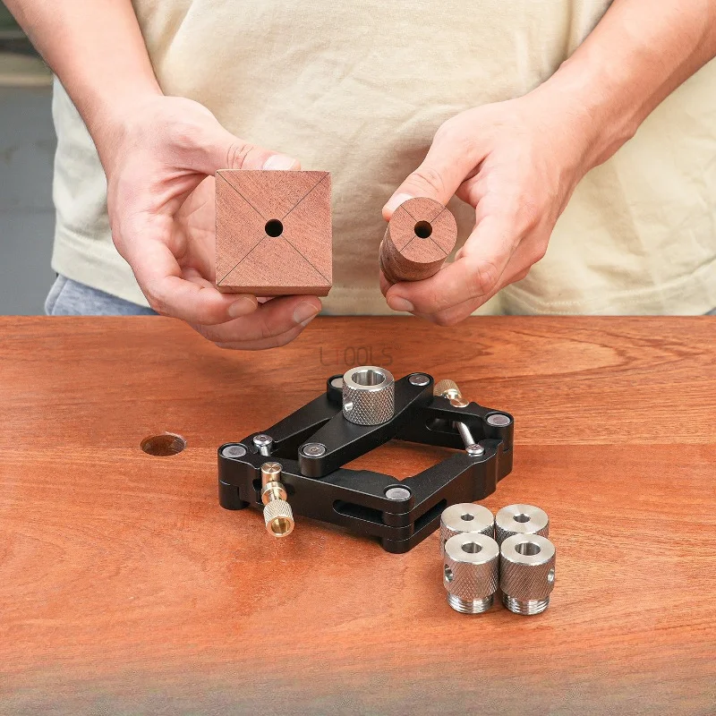 Self Centering Dowelling Jig Woodworking Joinery Hole Drill Guide,Wood Dowel Hole Positioner Locator with 5-10mm Drill Sleeves