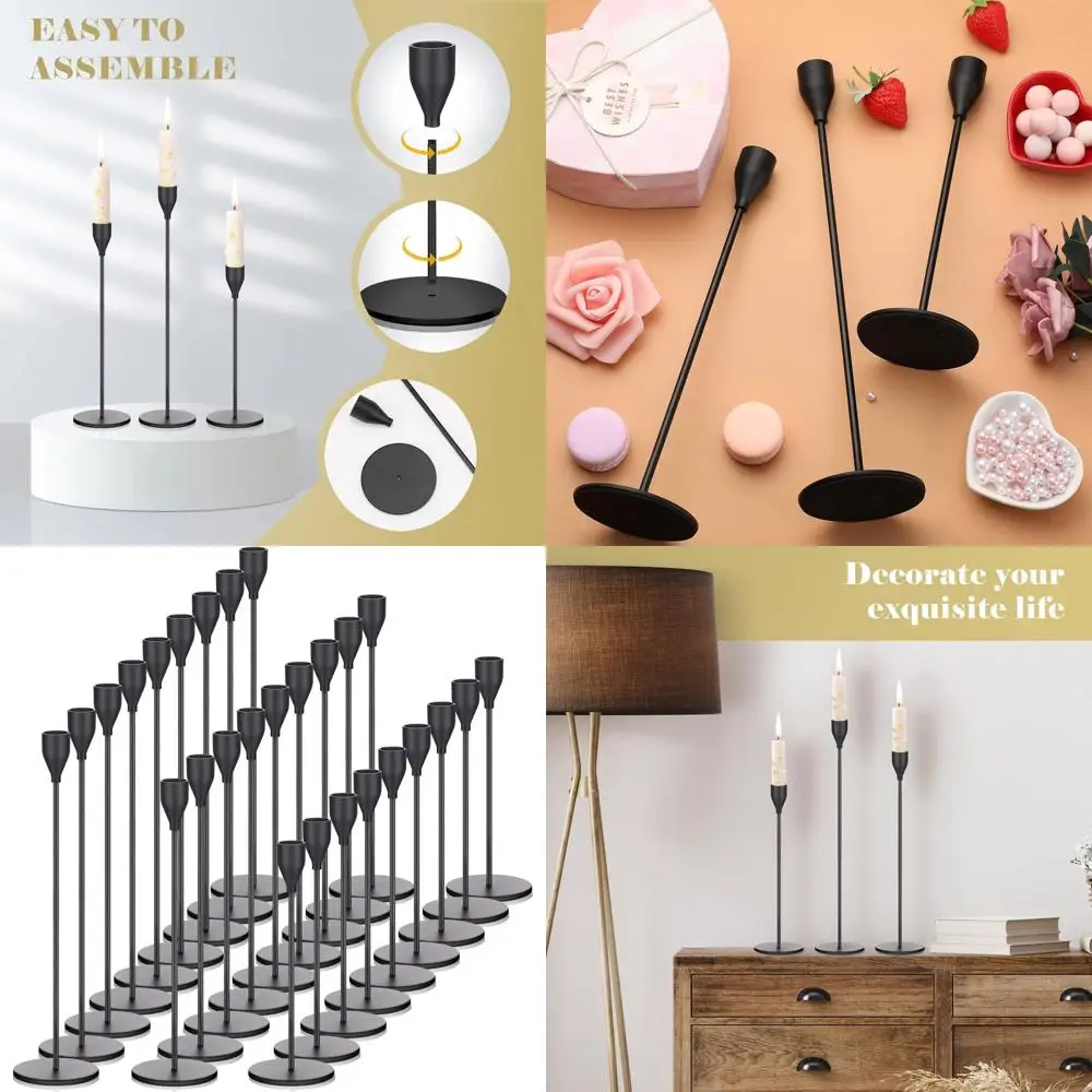 

Набор из 27 черных подсвечников для свечей-столбиков толщиной 0,75 дюйма, идеально подходит для свадеб, ужинов и центральных элементов декора на вечеринках.