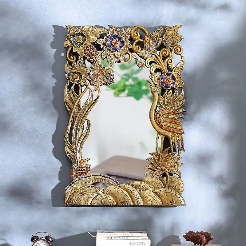 Solid wood pendant creative wall decoration bathroom vanity mirror wall hanging enigma mirror