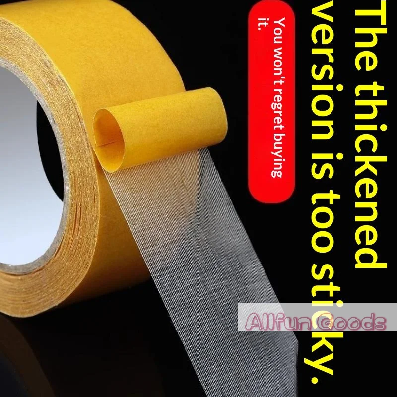 Double Sided Cloth Tape Strong Fixation Adhesive Tape Heavy Duty Translucent Mesh Waterproof Traceless Powerful Grid Carpet Tape
