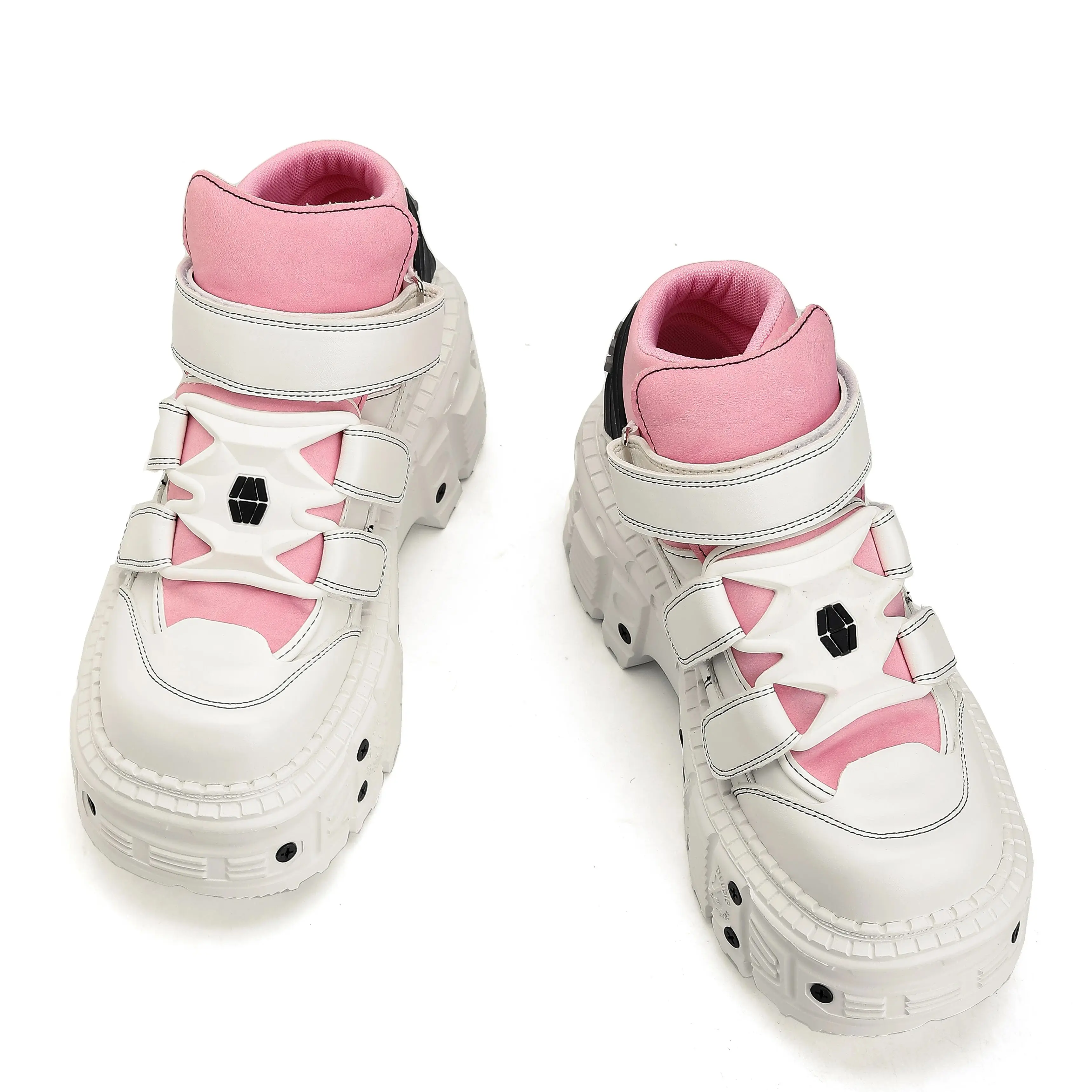 2026  Woman Sneakers New Punk Style Women Shoes Gothic Ankle Rock Boots Lace-up Heel Height Platform Shoes Woman Metal Decor