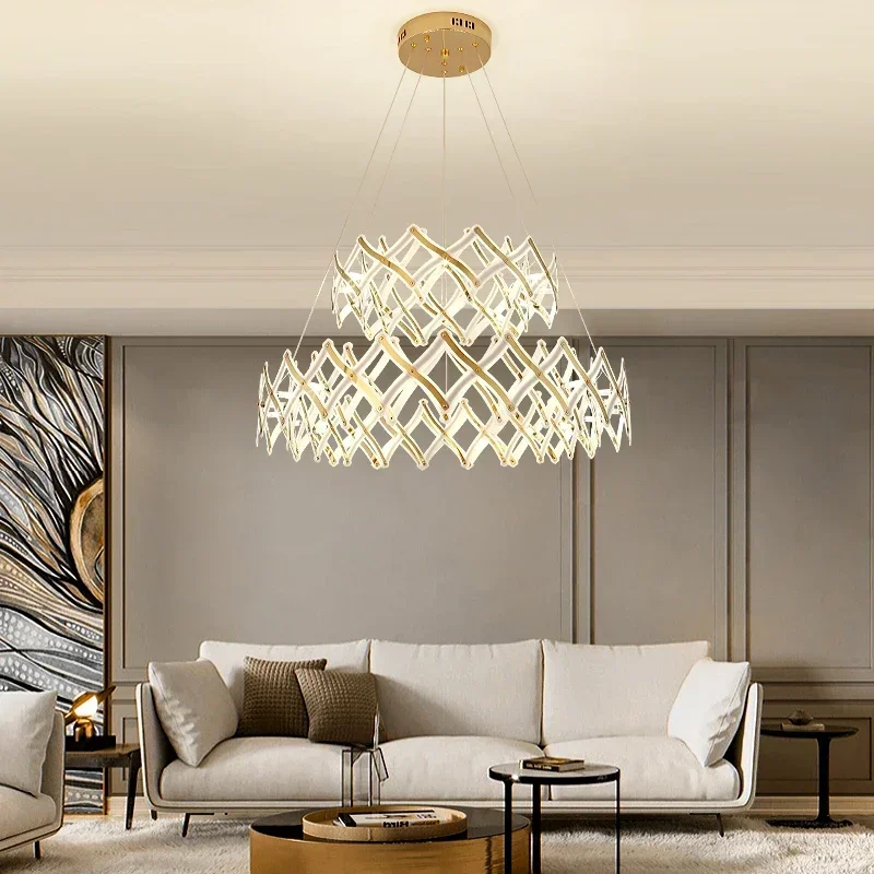 

GHJUYIOL Art Deco Postmodern Stainless Steel Gold Silver Flexible Pendant Lights.Pendant Lamp.Pendant light For Foyer