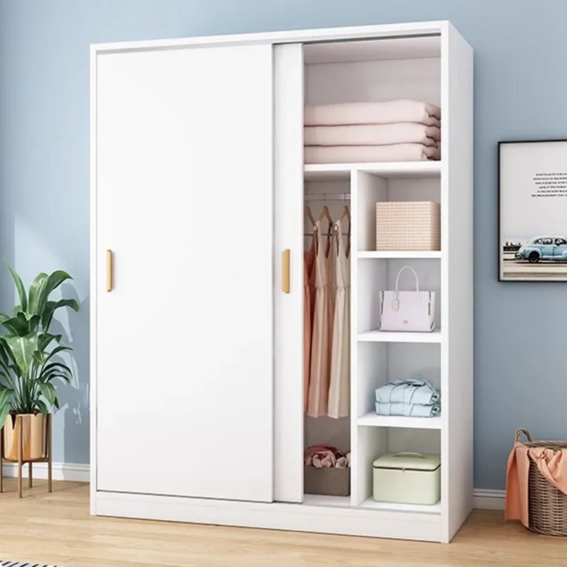 Nordic White Wooden Wardrobe Hanging Storage European Wardrobe Clothes Organizer Armario Ropero Dormitorio Bedroom Furniture