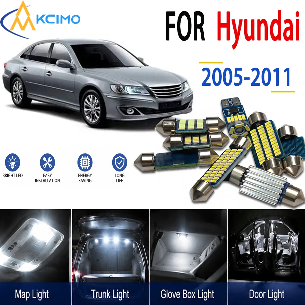 LED Interior Light Bulbs for Hyundai Grandeur Azera 2005-2011 Canbus Error Free Plug And Play Auto Indoor Lighting Accessories