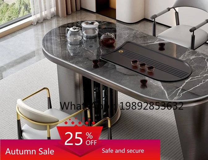 

light luxury rock slab tea table tea table modern balcony small kettle integrated