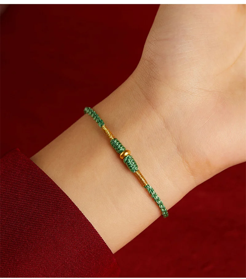 Modisches handgewebtes rotes Seil-Glücksarmband für Liebhaber und Freunde, goldene Perle, längenverstellbar, für Damen und Herren, Armband, Fußkettchen, Geschenk für Liebhaber – Detail 15