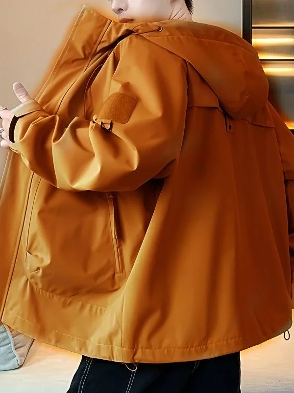 

Мужская ветрозащитная водонепроницаемая куртка с капюшоном, весенне-осенняя элитная рабочая одежда, удобная посадка, длинная застежка-молния све