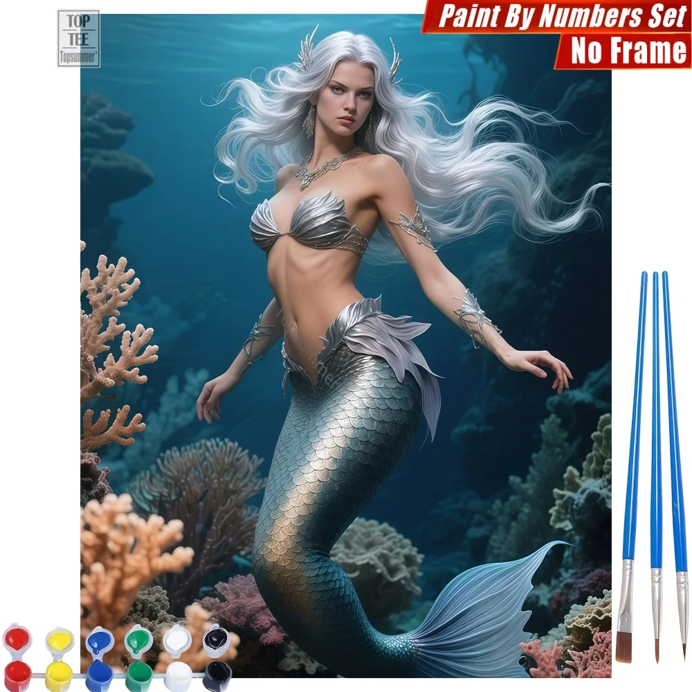 

Succubus silver hair Paints By Number Set - Mermaid tail graceful Quality Family Time Halloween Gift For Grandma