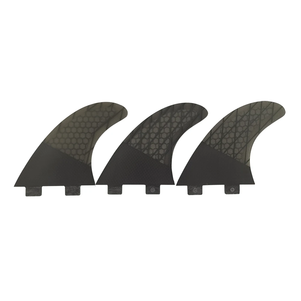 Surf Board Fins UPSURF FCS Medium Grey Durtable Fiberglass Honeycomb with Carbon Double Tabs Surf Fin Tri Fin