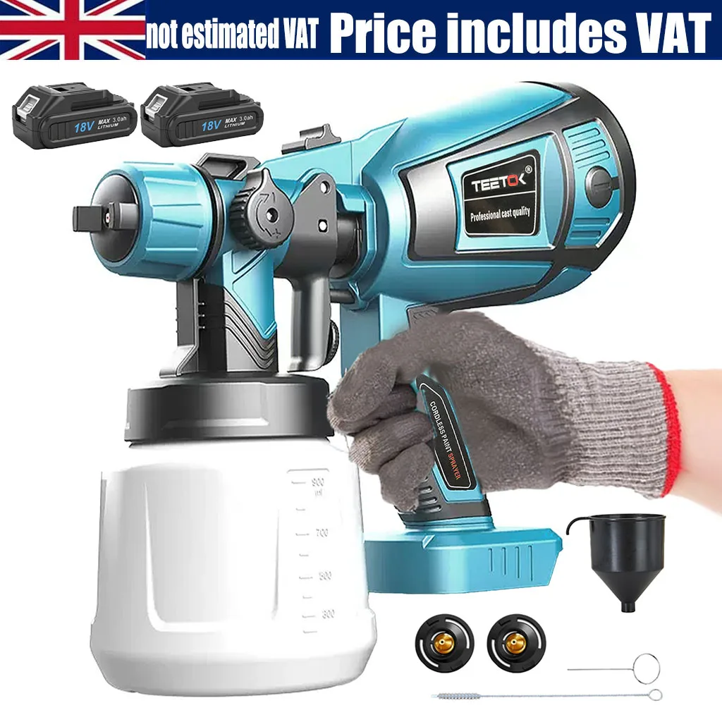 Cordless Paint Sprayer for Makita 18V 2pcs Battery Mini Paint Sprayer 1000ml Tank for Walls Ceilings, Fence, Wood