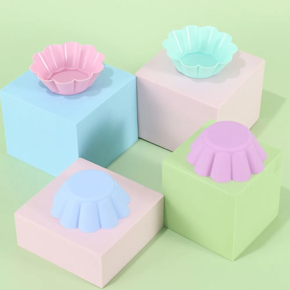 6pcs Silicone Petal Shape Muffin Cup Reusable High Temperature Resistant Muffin Cake Baking Molds Easy To Demold DIY