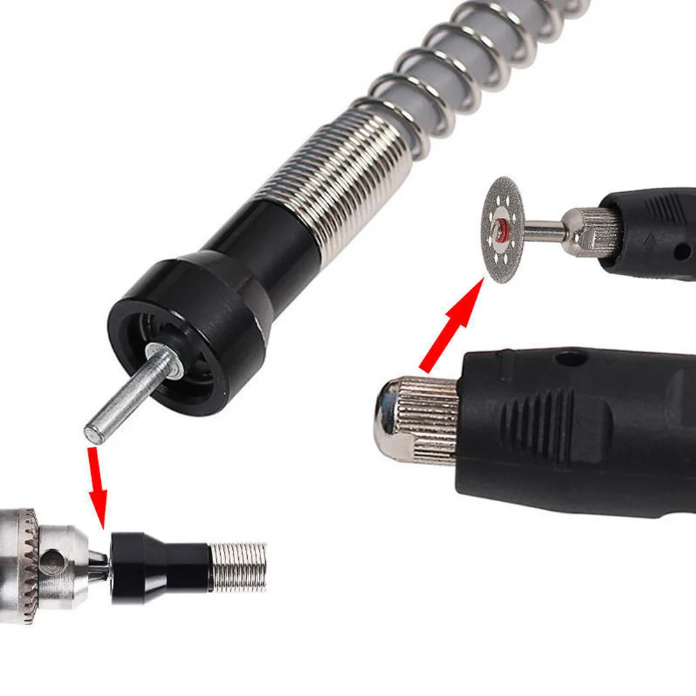 Universal 1/8 Inch Flexible Shaft Grinder Extension Connector Flexible Shaft Rotary Tool for Flexible Drill with Chuck Key
