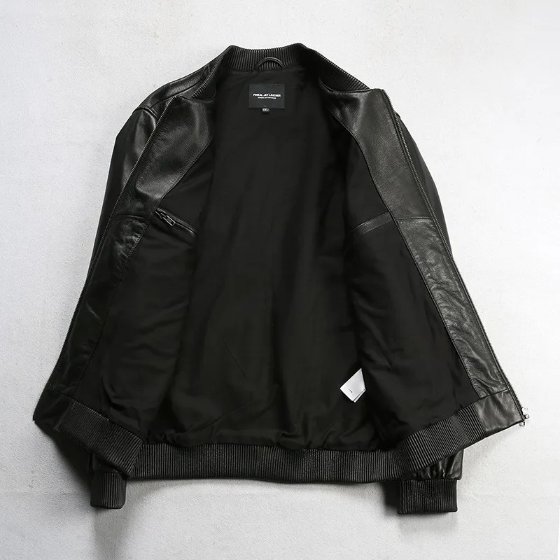 leather baseball men's stand-up collar threaded cotton
