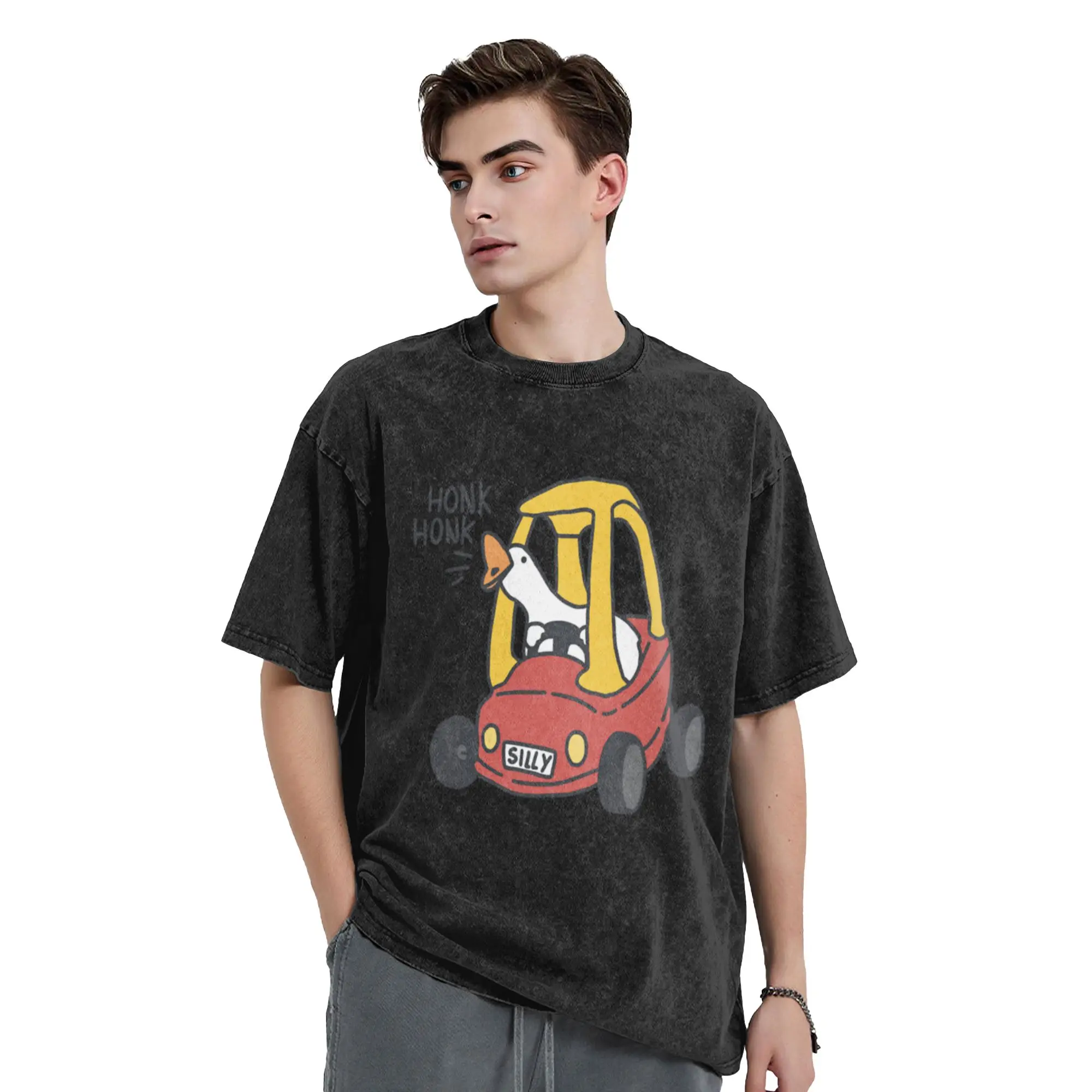 Silly Goose Car Red  Unique Cool A Vintage Oversized Cotton Unisex T-Shirts
