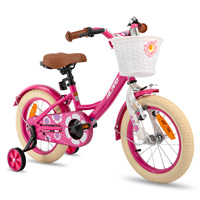 HILAND Girls Bike for Toddlers and Kids Ages 2-7 Years Old, 12 14 16 Inch Kids Bike for Boy and Girl with Training Wheels Basket